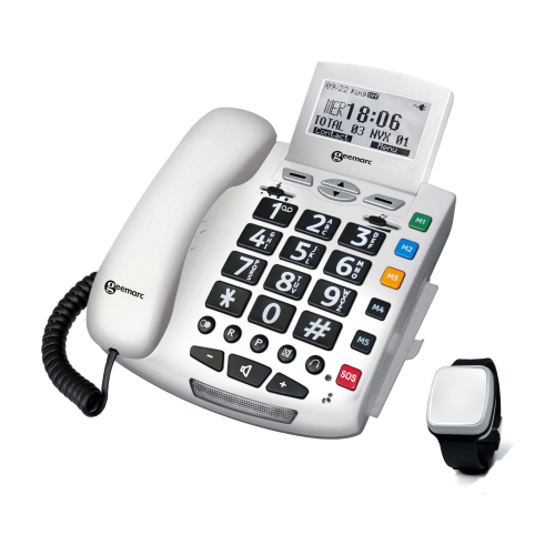 Sprechendes Notruftelefon Serenities DC Pack Geemarc, mit Fallsensor-Armband - Gleichcom AG - - Onlineshop besser hören. besser sehen. besser leben. - Hünenberg