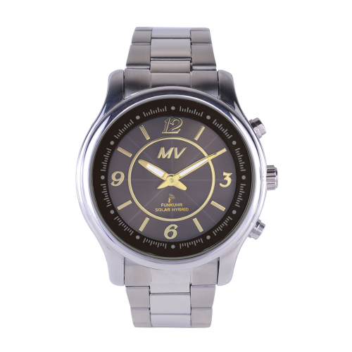 Sprechende Funkarmbanduhr für Damen Herren mit Vario-Edelstahlband Solar Black / Gold Marschall - Gleichcom AG - - Onlineshop besser hören. besser sehen. besser leben. - Hünenberg