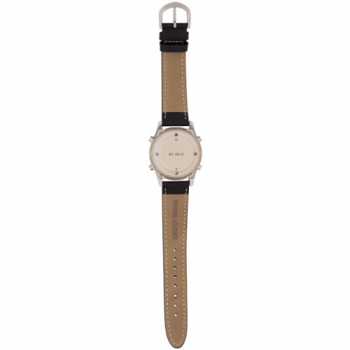 Parler radio-commandé montre-bracelet homme bracelet en cuir noir Marschall – Image 2
